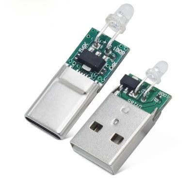 Messing koper USB Type C mannelijke connector met LED-licht voor SAMSUNG HUAWEI