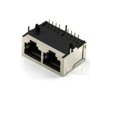 De dubbele Schakelaar 8p van PCB Ethernet van de Havensrj45 Vrouwelijke Contactdoos UL94V-0