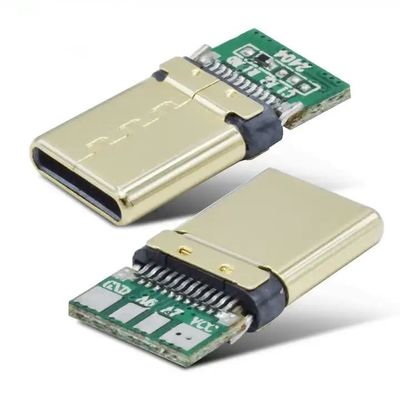 TYPE C 16Pin Goud bekleed USB C Mannelijke connector soldeer bedraad met data + oplaadfunctie