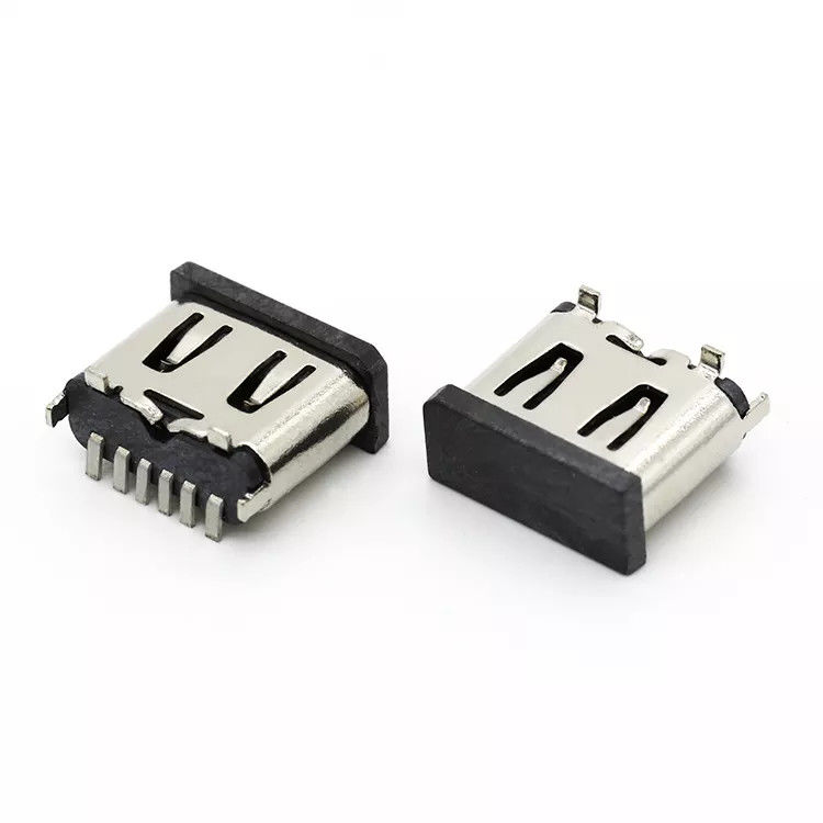 Verticale 6P vrouwelijke USB 3.1 C-connector Jack Socket SMT-type voor mobiele telefoon