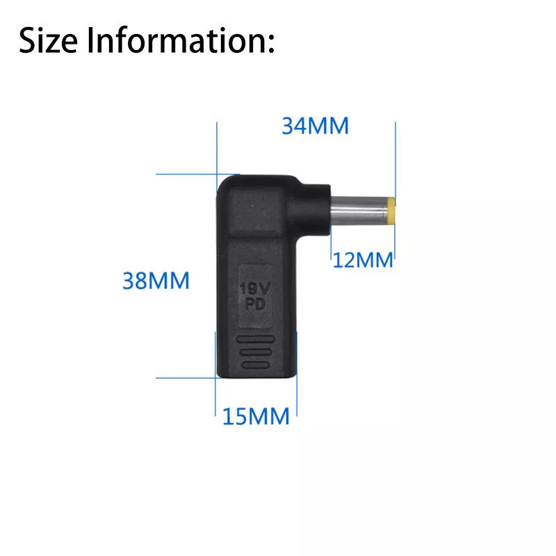 USB Type C Female naar DC 5525 Male Converter PD Decoy Spoof Trigger Plug Jack