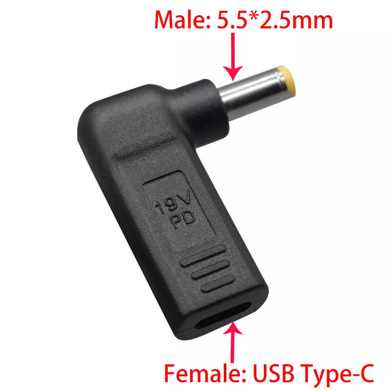 USB Type C Female naar DC 5525 Male Converter PD Decoy Spoof Trigger Plug Jack