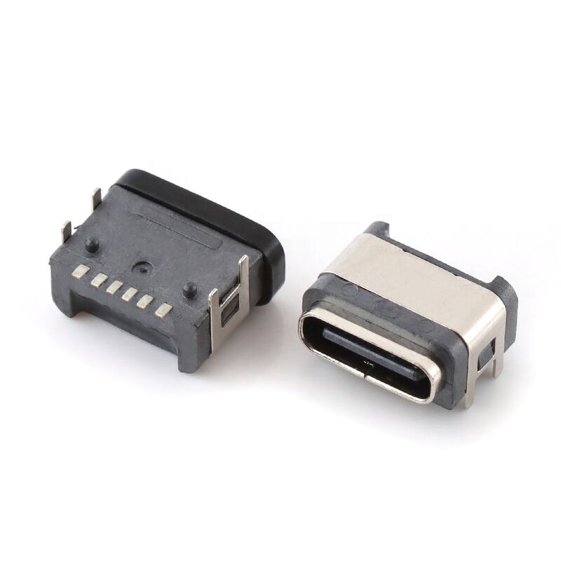 Waterdichte dip Usb Connector 6pins female haakse waterdichte type-c connector