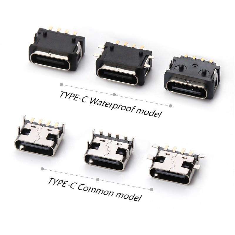Waterdichte dip Usb Connector 6pins female haakse waterdichte type-c connector