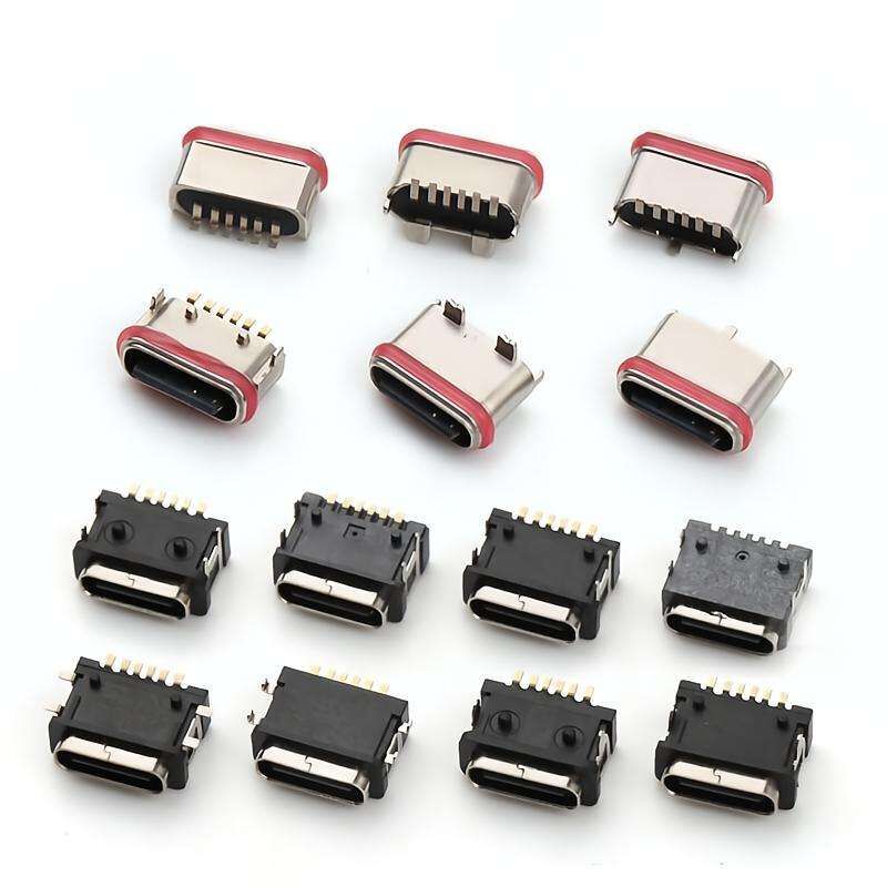 Waterdichte dip Usb Connector 6pins female haakse waterdichte type-c connector