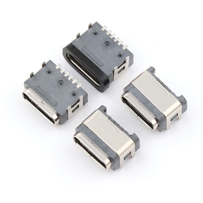 Waterdichte dip Usb Connector 6pins female haakse waterdichte type-c connector