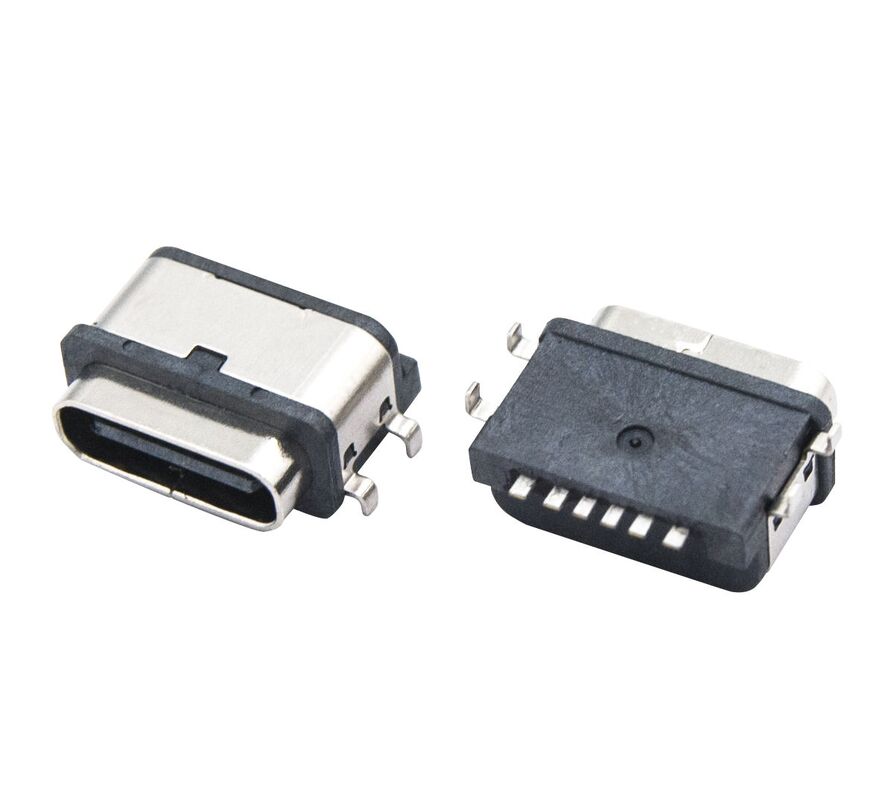 Waterdichte Koperen USB Type C 6-pins Female Connector Datatransmissiekabel met een maximale nominale stroom van 3A en 30V