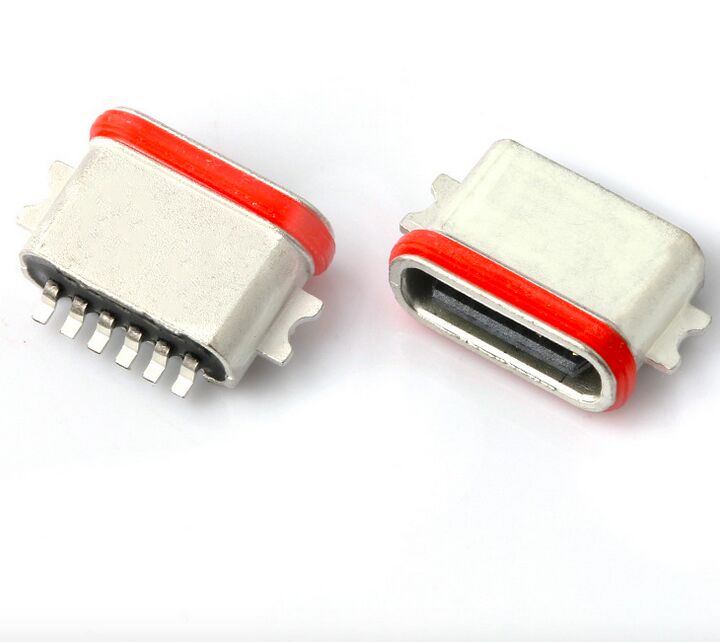 Professionele fabrikant van waterdichte USB Type C 6P Full SMT Connector IP67 USB 3.1 SMD Connector