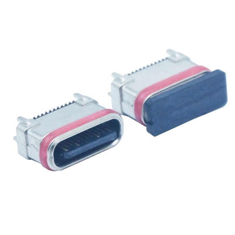 Waterdichte SMD Verticale Zink Poedermetallurgie 24-pins Vrouwelijke Type-c Connector USB Oplaadpoort Plug