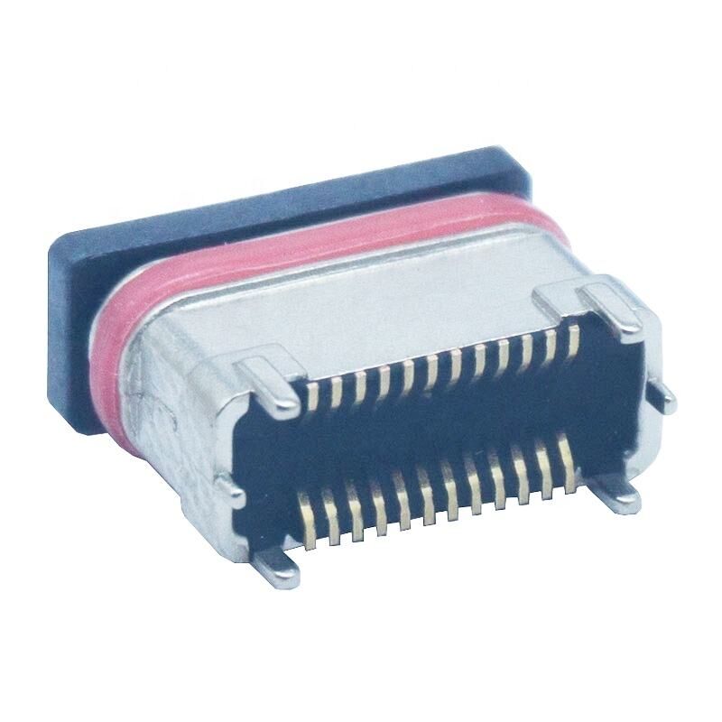 Waterdichte SMD Verticale Zink Poedermetallurgie 24-pins Vrouwelijke Type-c Connector USB Oplaadpoort Plug