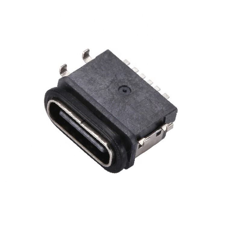 Type C 6-Pin Female IPX7 Waterdichte USB Connector Horizontale SMT Montage Gegevensoverdracht
