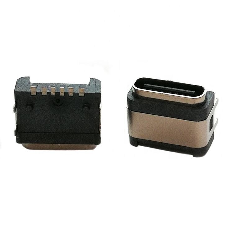 IP67 Waterdichte USB-connector 6-pins horizontale USB Type C vrouwelijke connector voor opbouwmontage