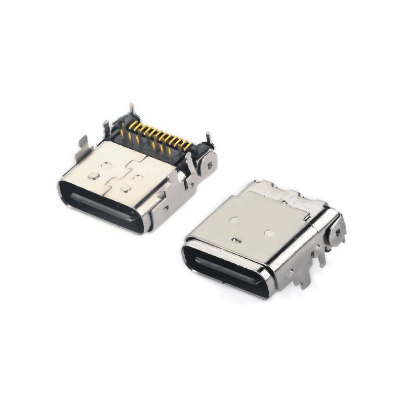 24 pin USB 3.1 type C vrouwelijke hybride rechthoekige ontvangerconnector voor telefoonopladen en snelle gegevensoverdracht