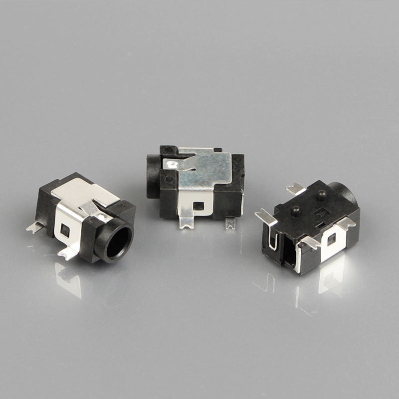 4-pin SMT SMD 1.3mm Zwart Fosfor Bronzen 12V 1A DC Vrouwelijke Audio Video Jack Socket Nylon Housing Rechthoek Connectors