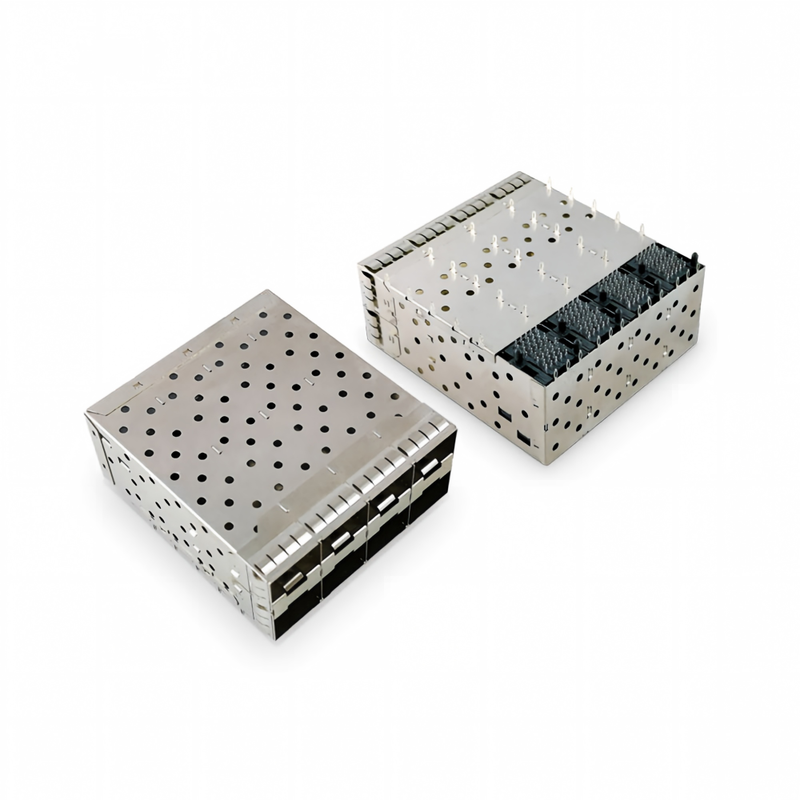 8-poorten 160pin SFP+ Press-Fit Small-form-factor Pluggable (SFP+) Connector Matrix Configuration 2x4 Port W/o Light Model