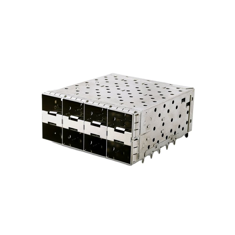 8-poorten 160pin SFP+ Press-Fit Small-form-factor Pluggable (SFP+) Connector Matrix Configuration 2x4 Port W/o Light Model