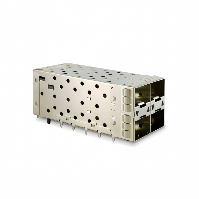 SFP+ 2x2 Press-Fit Connector 80pin Small Form-factor Pluggable Plus Gestapelde 2-bij-1 Multi-Poort SFP+ Connector Met Lightpipe Poorten