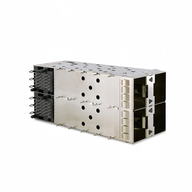 SFP+ 2x2 Press-Fit Connector 80pin Small Form-factor Pluggable Plus Gestapelde 2-bij-1 Multi-Poort SFP+ Connector Met Lightpipe Poorten