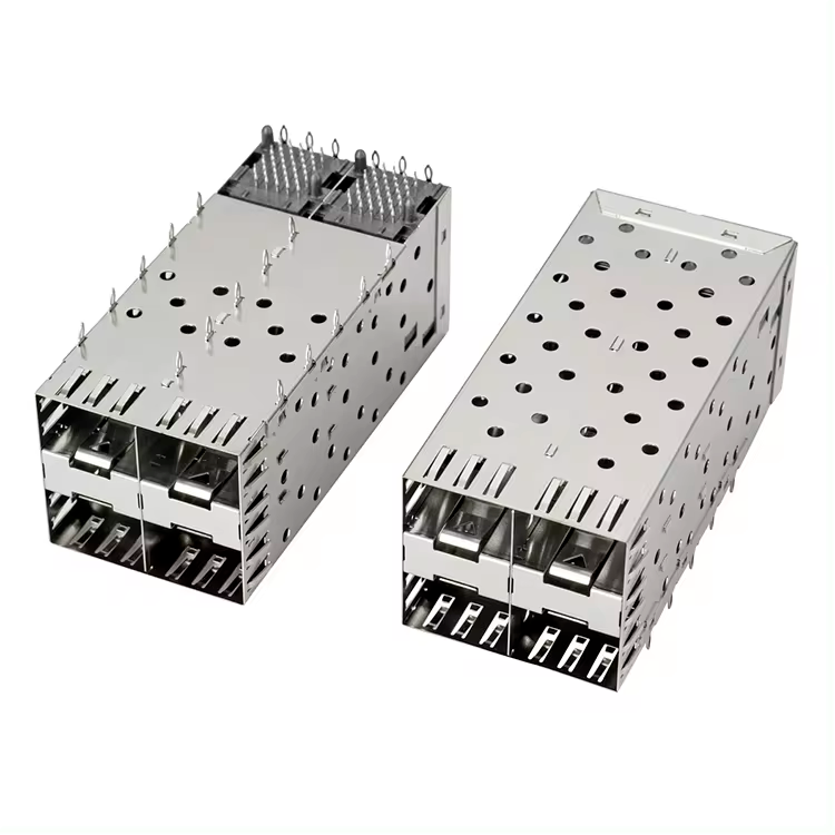QSFP SFP Cage 2X2 poort kooi met lichtpijp XFP CFP SFP connector stofkap glasvezel module afscherming