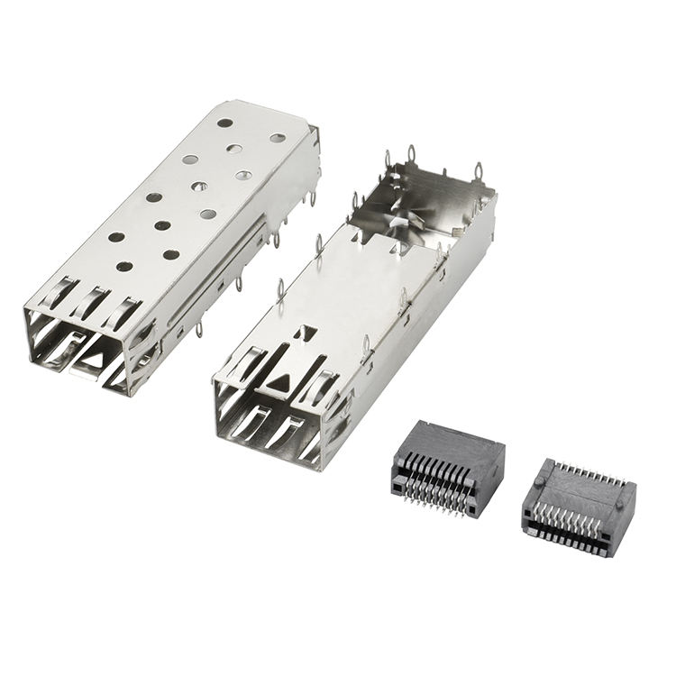 QSFP SFP Cage 2X2 poort kooi met lichtpijp XFP CFP SFP connector stofkap glasvezel module afscherming