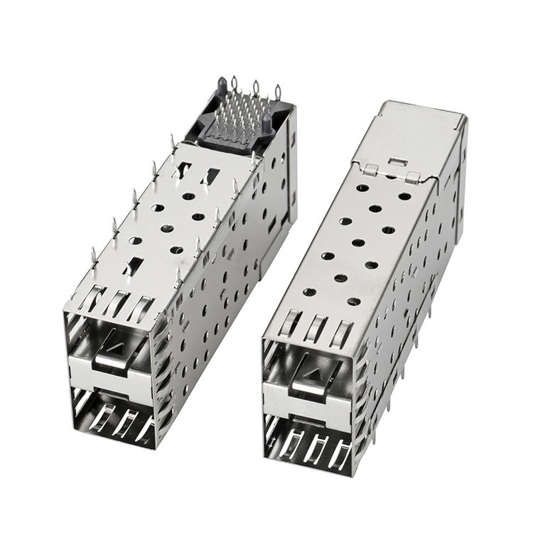 QSFP SFP Cage 2X2 poort kooi met lichtpijp XFP CFP SFP connector stofkap glasvezel module afscherming