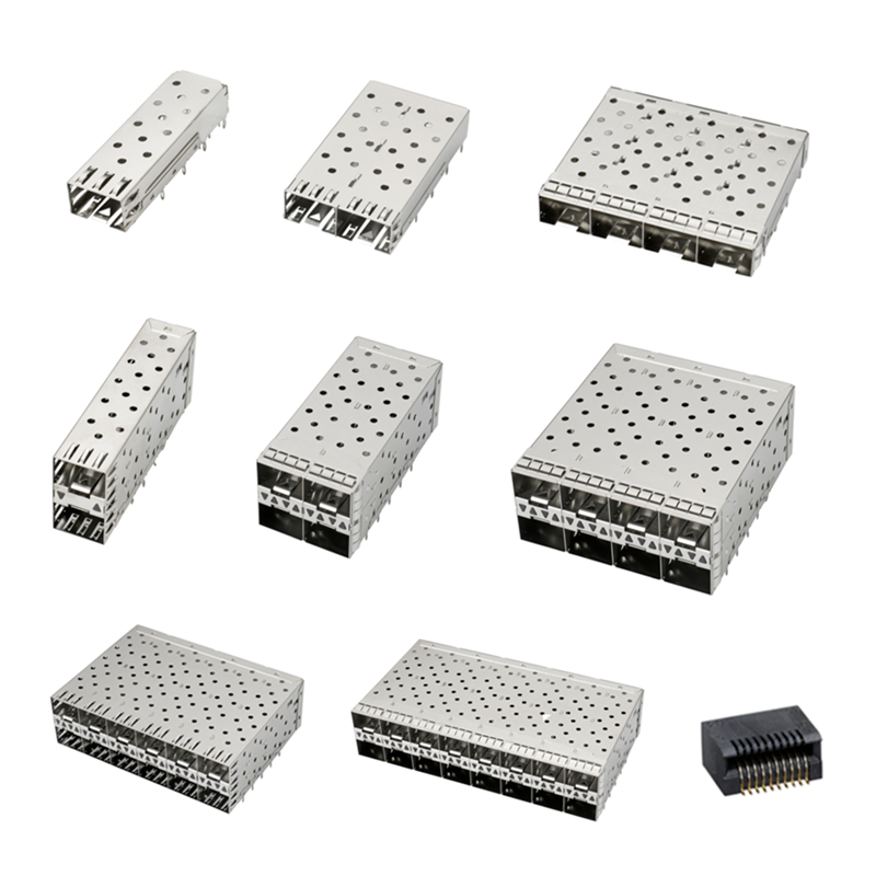 QSFP SFP Cage 2X2 poort kooi met lichtpijp XFP CFP SFP connector stofkap glasvezel module afscherming