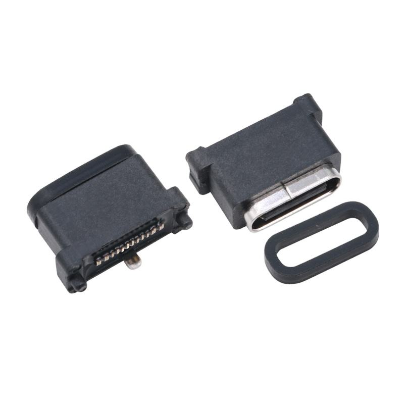 USB 3.2 Type-C 40 Gbps Waterdicht U4 Socket 24 Pin SMT DIP PCB Vrouwelijke connector Goud bekleed roestvrij staal 5A 100V AC