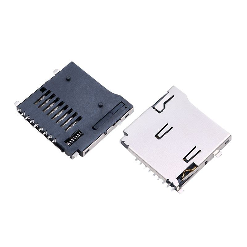 8-pins micro-SD-/TF-kaartsocket | Alternatief voor Molex 472192001 | H1,8 mm Lift-the-Cover (scharnier) SMT-connector