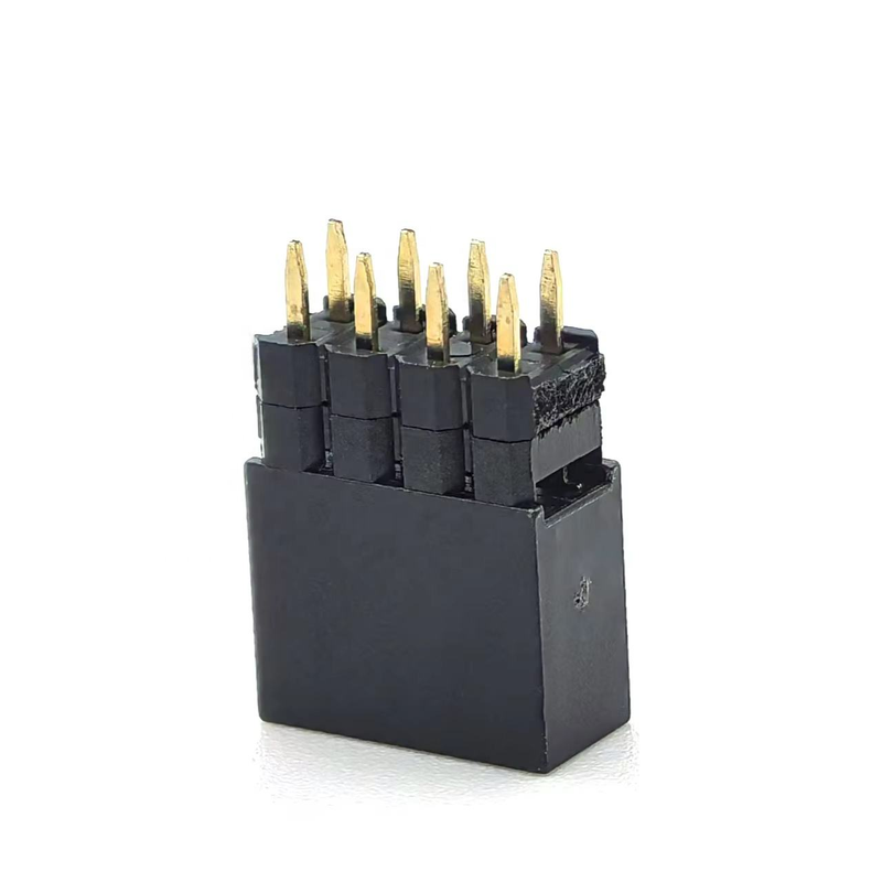 2.54mm Pitch DIN Messing Vrouwelijke kop Connector Dubbele rij Stapel 2mm H2.0 PCB Nylon 600V 3A H12.5mm 2*4P