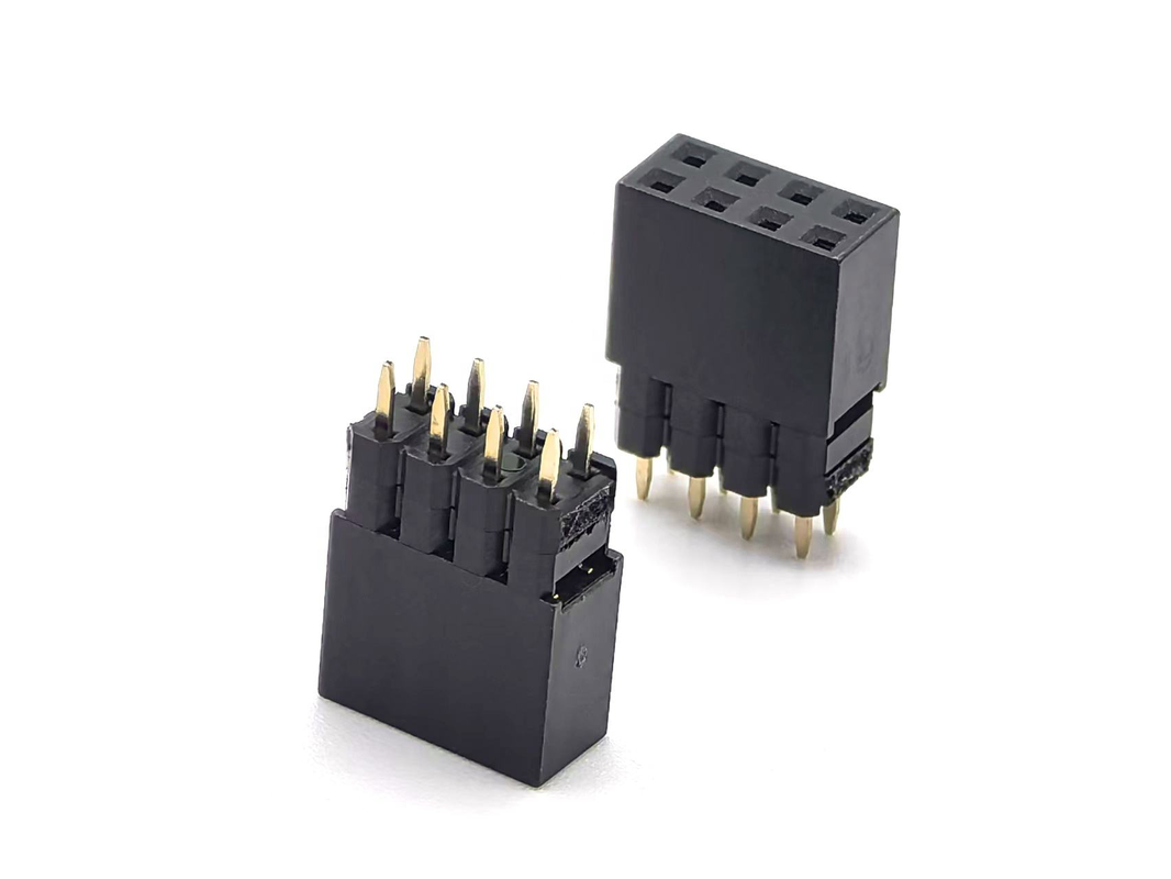 2.54mm Pitch DIN Messing Vrouwelijke kop Connector Dubbele rij Stapel 2mm H2.0 PCB Nylon 600V 3A H12.5mm 2*4P