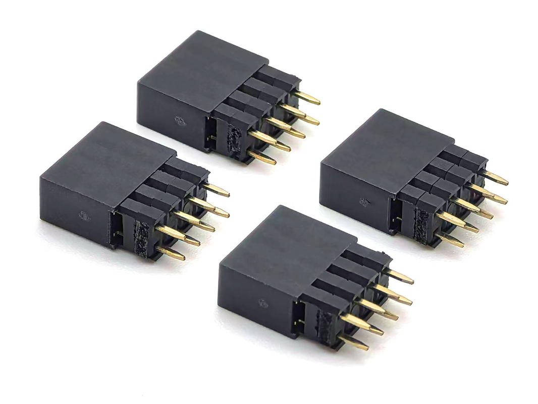 2.54mm Pitch DIN Messing Vrouwelijke kop Connector Dubbele rij Stapel 2mm H2.0 PCB Nylon 600V 3A H12.5mm 2*4P