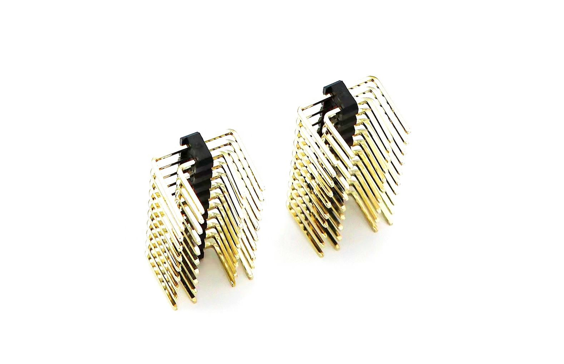 2.54mm Pitch Male Pin Header Dual Row Right Angle PCB Nylon SQ0.64mm H2.5mm 2*1P-2*40P