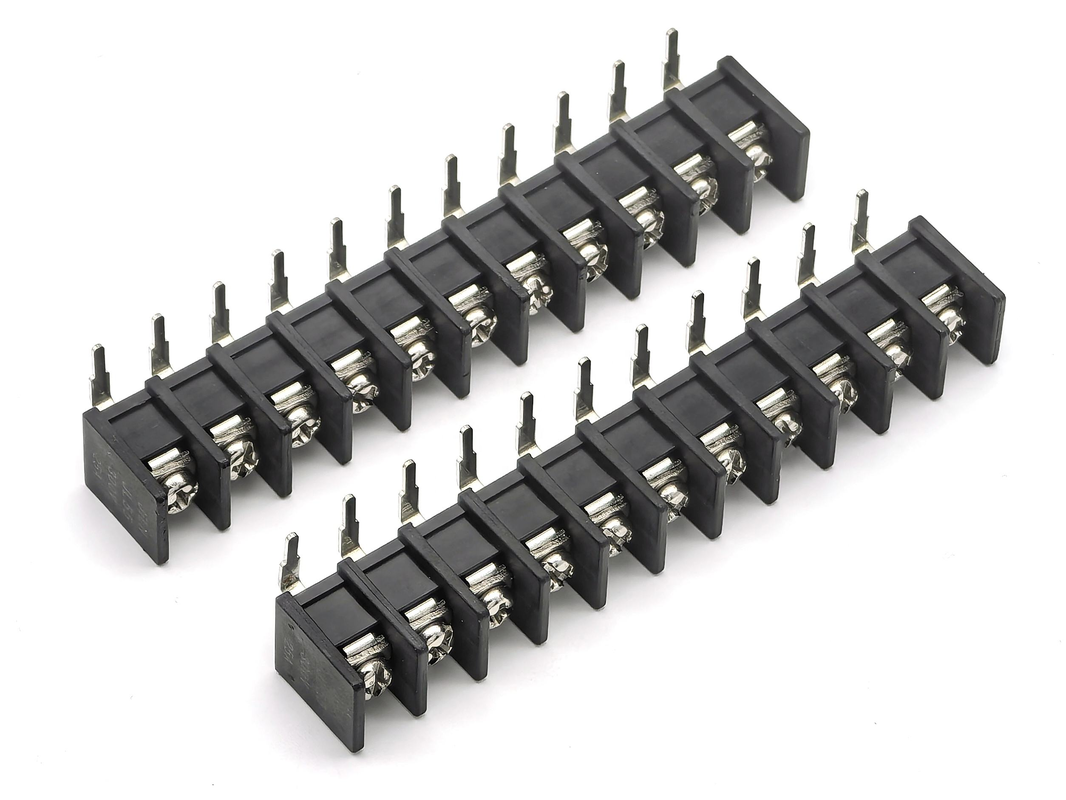 9.5mm Pitch Barrier Terminal Blocks 90 graden DIP Zwart 11P PA66 Materiaal 300V 25A