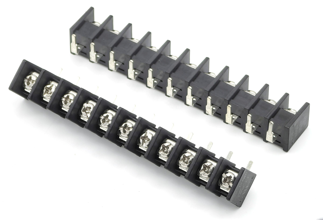9.5mm Pitch Barrier Terminal Blocks 90 graden DIP Zwart 11P PA66 Materiaal 300V 25A