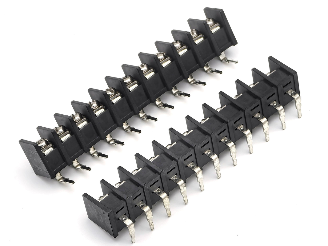 9.5mm Pitch Barrier Terminal Blocks 90 graden DIP Zwart 11P PA66 Materiaal 300V 25A