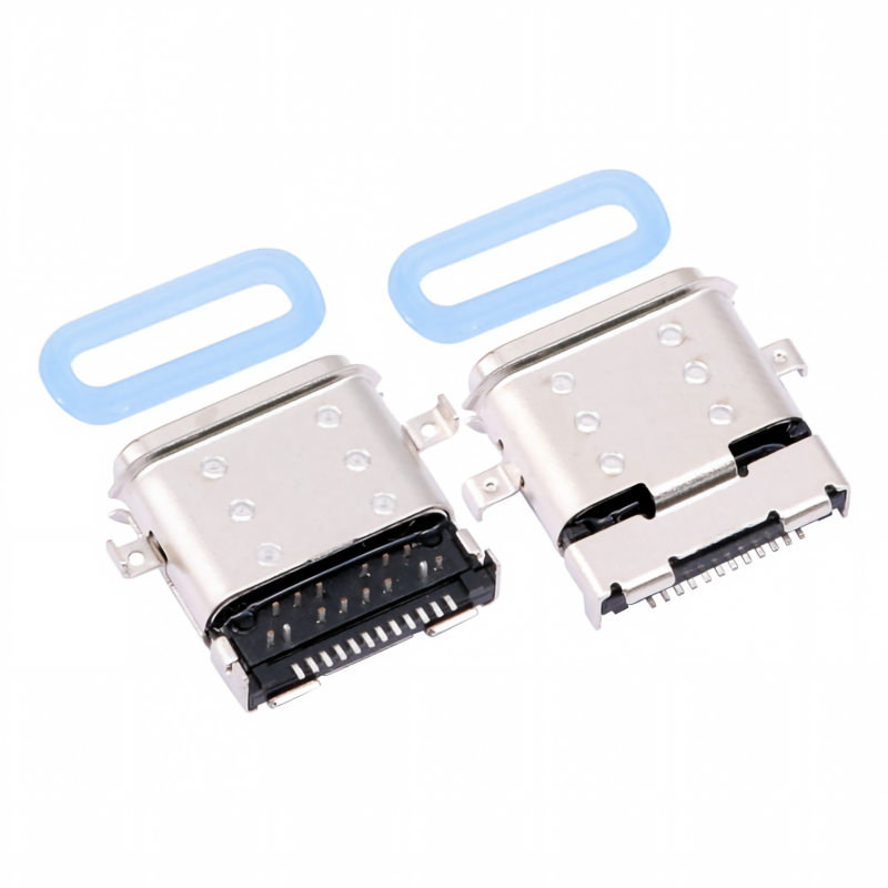Waterproof USB Type-C3.1 IP67 Automotive Adapter Socket Female 24Pin SMT Charging Port with Stainless Steel Shell