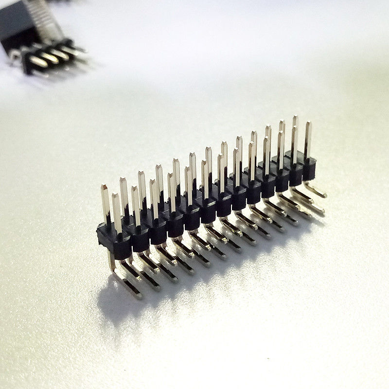 PA9T dubbele Enige Rijonderdompeling 90 Graad Pin Connector Pin kop 1,27 Mm-Hoogte