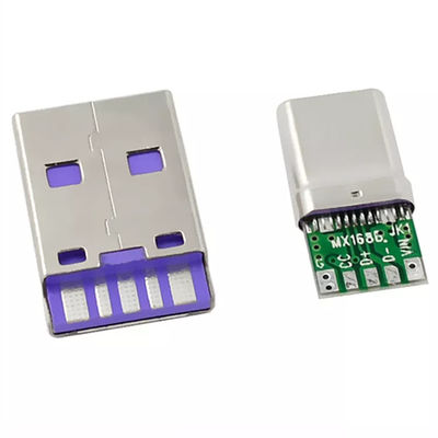 USB-stekker Type C mannelijke connector Oplaadpoort Snelle transmissiesnelheid 5A